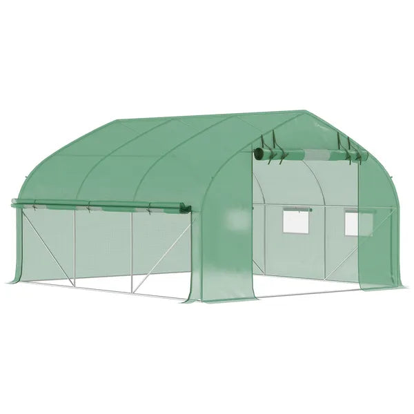 Outsunny High Tunnel Greenhouse 11.5' Large Walk-In with Mesh Door and Windows - product image 1