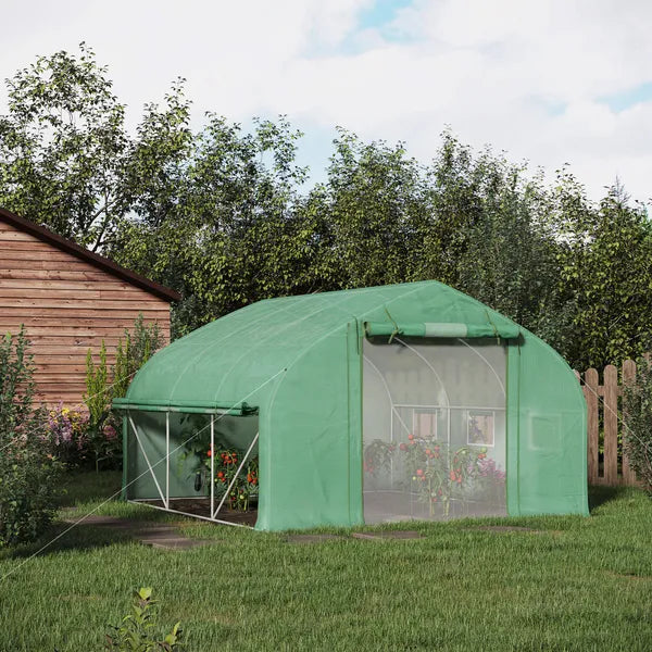 Outsunny High Tunnel Greenhouse 11.5' Large Walk-In with Mesh Door and Windows - product image 10