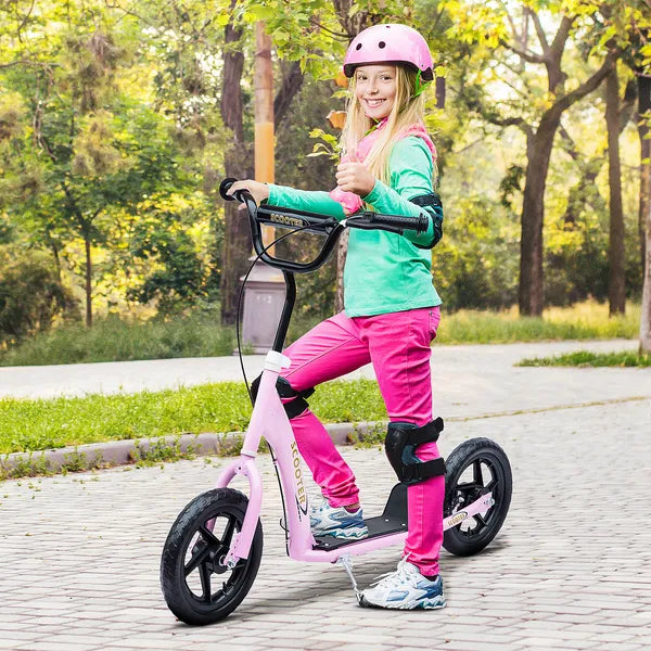 HOMCOM Adjustable Height Kick Scooter for Kids 5-12, Non-Slip Footplate, Big Wheels, Rear Brake, Pink - product image 2