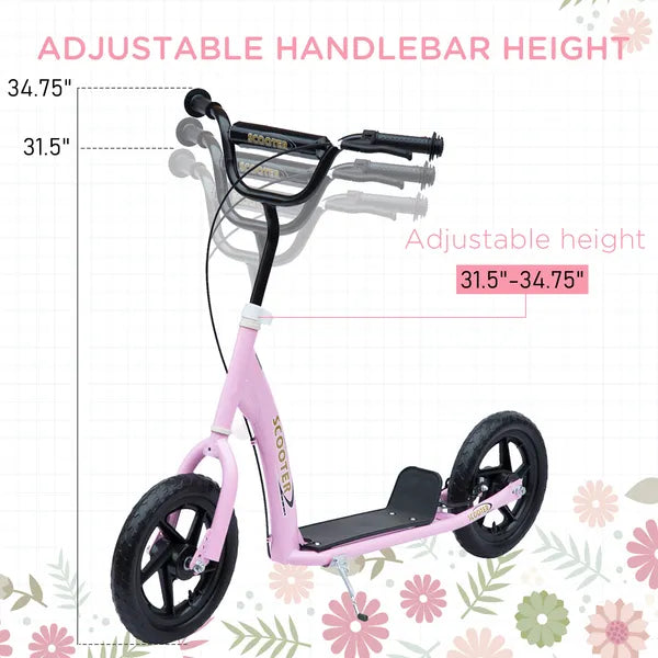 HOMCOM Adjustable Height Kick Scooter for Kids 5-12, Non-Slip Footplate, Big Wheels, Rear Brake, Pink - product image 6