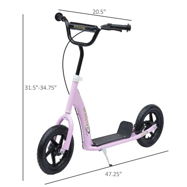 HOMCOM Adjustable Height Kick Scooter for Kids 5-12, Non-Slip Footplate, Big Wheels, Rear Brake, Pink - product image 3