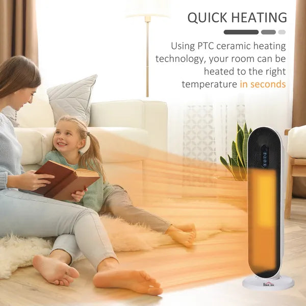 HOMCOM Home Space Heater, Portable Electric Heaters with 45 Degree Oscillation, Remote Control, 24H Timer and Overheating Protection, 1500W/1000W - product image 5