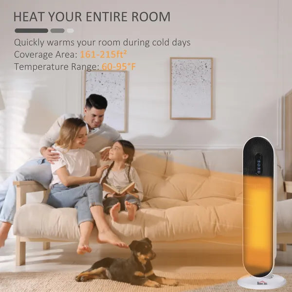 HOMCOM Home Space Heater, Portable Electric Heaters with 45 Degree Oscillation, Remote Control, 24H Timer and Overheating Protection, 1500W/1000W - product image 4