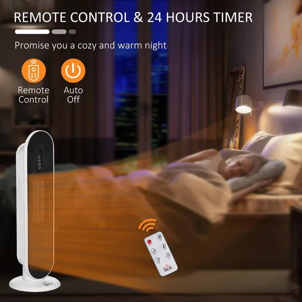 HOMCOM Home Space Heater, Portable Electric Heaters with 45 Degree Oscillation, Remote Control, 24H Timer and Overheating Protection, 1500W/1000W - product image 8
