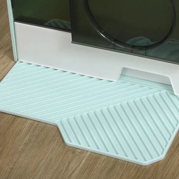 PawHut Hooded Cat Litter Box with Mat, Particle Catching, Easy Clean, Light Blue - product image 9