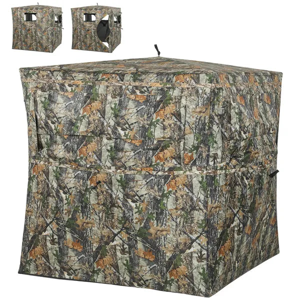 Outsunny Hunting Blind for 2 Person, See Through Pop Up Blind with 270-Degree View, Windows for Deer Hunting, Camouflage - product image 1