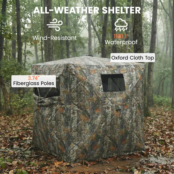 Outsunny Hunting Blind for 2 Person, See Through Pop Up Blind with 270-Degree View, Windows for Deer Hunting, Camouflage - product image 5