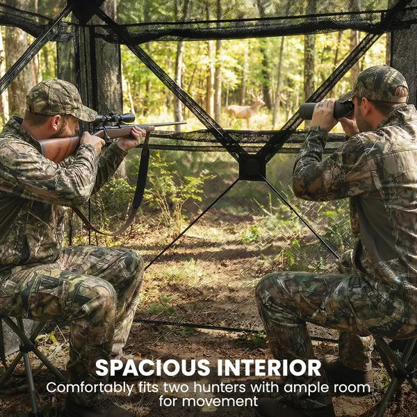 Outsunny Hunting Blind for 2 Person, See Through Pop Up Blind with 270-Degree View, Windows for Deer Hunting, Camouflage - product image 6