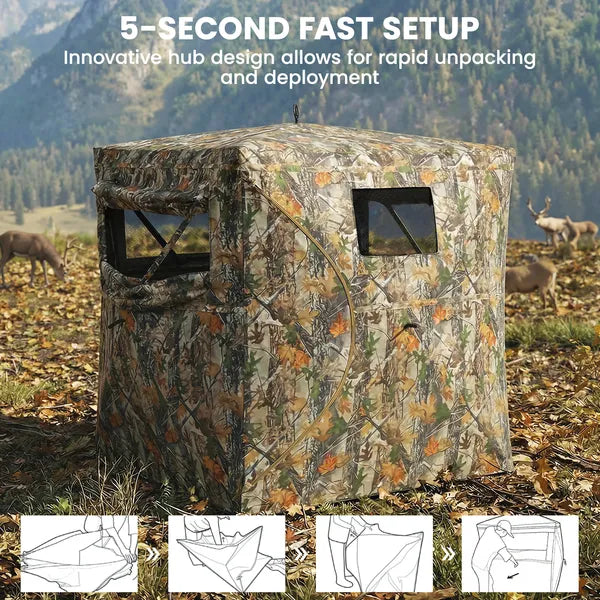 Outsunny Hunting Blind for 2 Person, See Through Pop Up Blind with 270-Degree View, Windows for Deer Hunting, Camouflage - product image 4