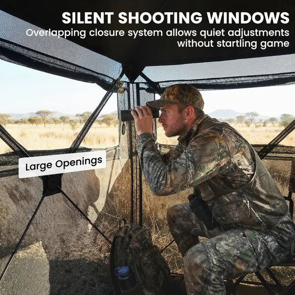 Outsunny Hunting Blind for 2 Person, See Through Pop Up Blind with 270-Degree View, Windows for Deer Hunting, Camouflage - product image 7