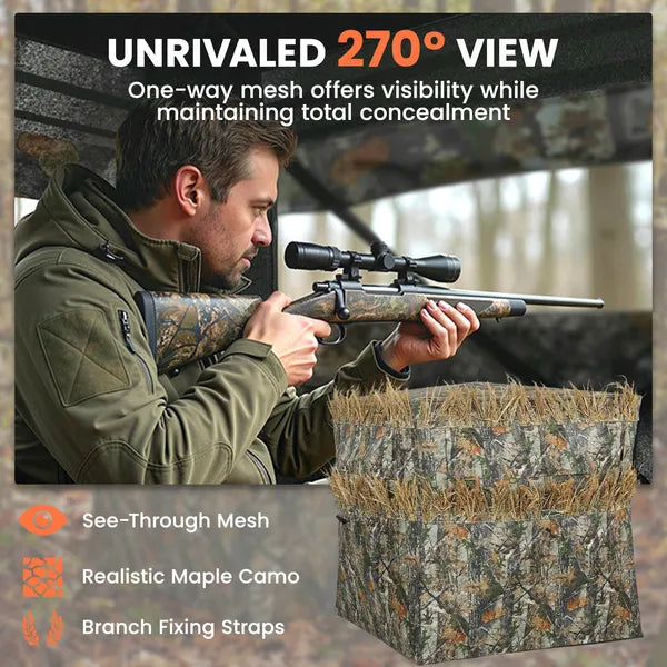 Outsunny Hunting Blind for 2 Person, See Through Pop Up Blind with 270-Degree View, Windows for Deer Hunting, Camouflage - product image 3