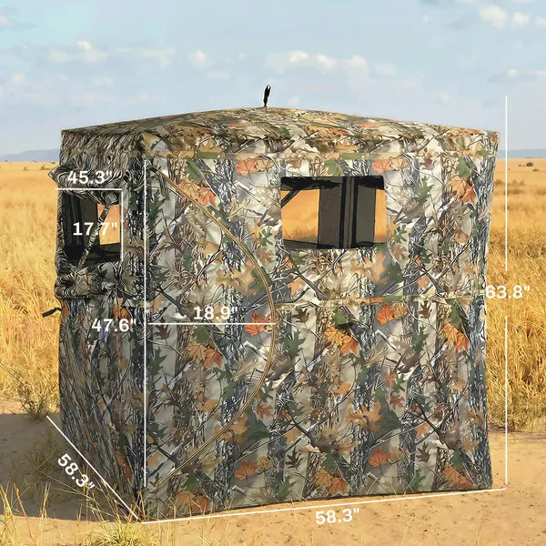 Outsunny Hunting Blind for 2 Person, See Through Pop Up Blind with 270-Degree View, Windows for Deer Hunting, Camouflage - product image 2