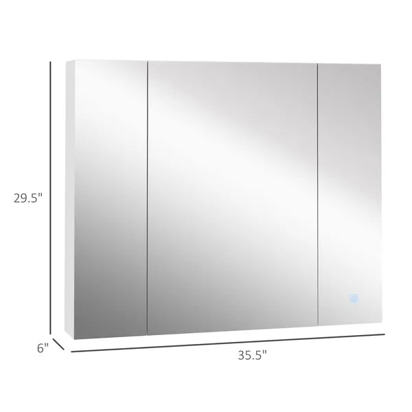 Illuminated Organization: White LED Bathroom Mirror Cabinet with Dimmer, USB and 3 Doors - product image 3