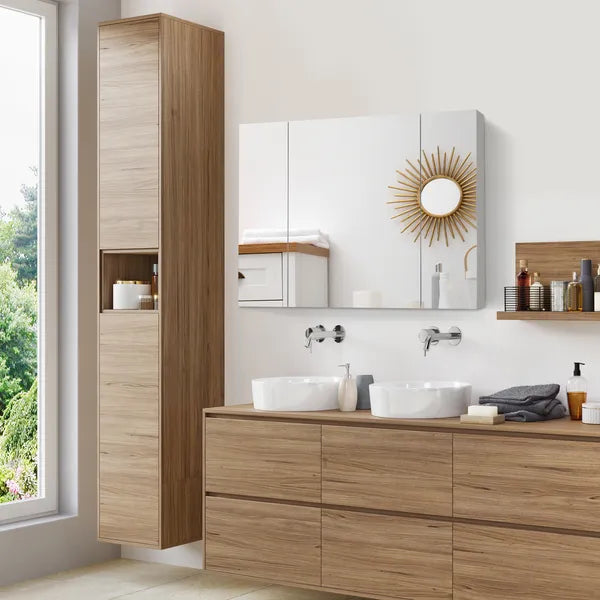 Illuminated Organization: White LED Bathroom Mirror Cabinet with Dimmer, USB and 3 Doors - product image 2