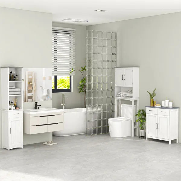 Illuminated Organization: White LED Bathroom Mirror Cabinet with Dimmer, USB and 3 Doors - product image 10