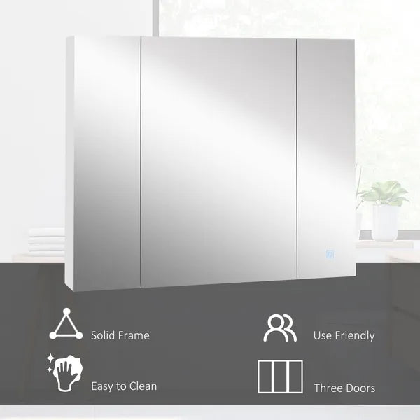 Illuminated Organization: White LED Bathroom Mirror Cabinet with Dimmer, USB and 3 Doors - product image 7