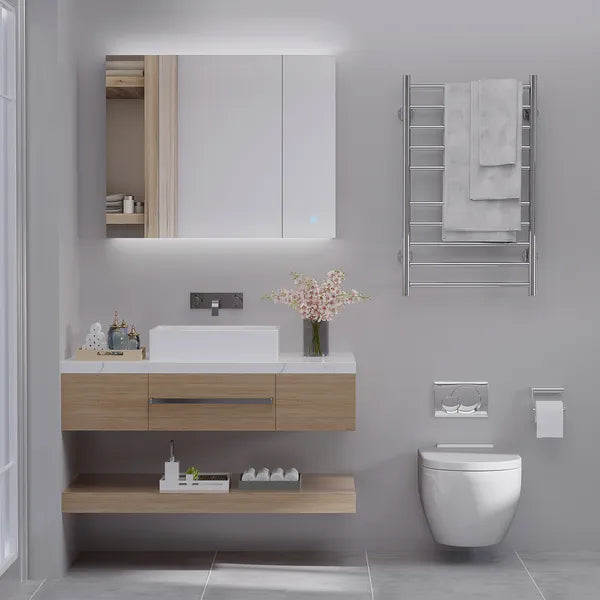 Illuminated Organization: White LED Bathroom Mirror Cabinet with Dimmer, USB and 3 Doors - product image 9