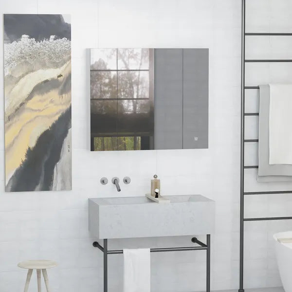Illuminated Organization: White LED Bathroom Mirror Cabinet with Dimmer, USB and 3 Doors - product image 11