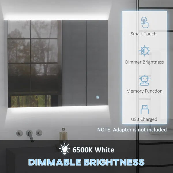 Illuminated Organization: White LED Bathroom Mirror Cabinet with Dimmer, USB and 3 Doors - product image 4
