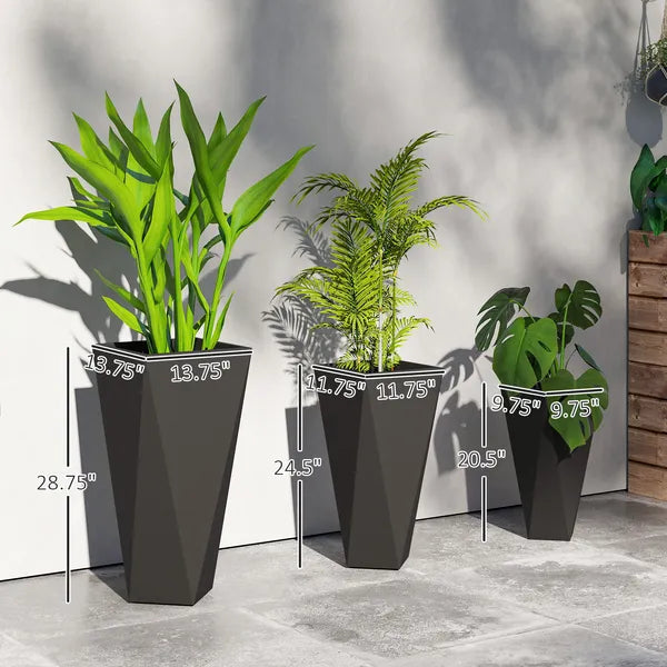 Indoor Outdoor Planters Set of 3 MgO Tall Planters Stackable Flower Pots with Drainage Holes for Garden Balcony Black - product image 3