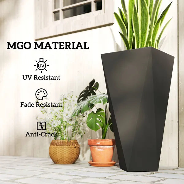 Indoor Outdoor Planters Set of 3 MgO Tall Planters Stackable Flower Pots with Drainage Holes for Garden Balcony Black - product image 7