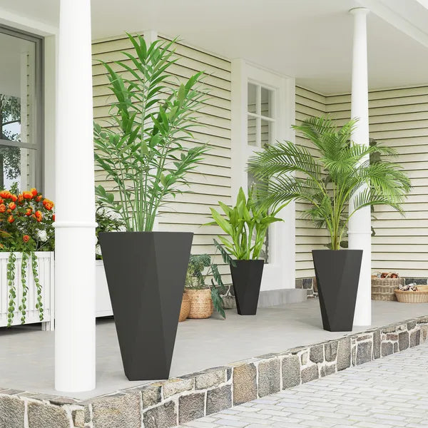Indoor Outdoor Planters Set of 3 MgO Tall Planters Stackable Flower Pots with Drainage Holes for Garden Balcony Black - product image 2