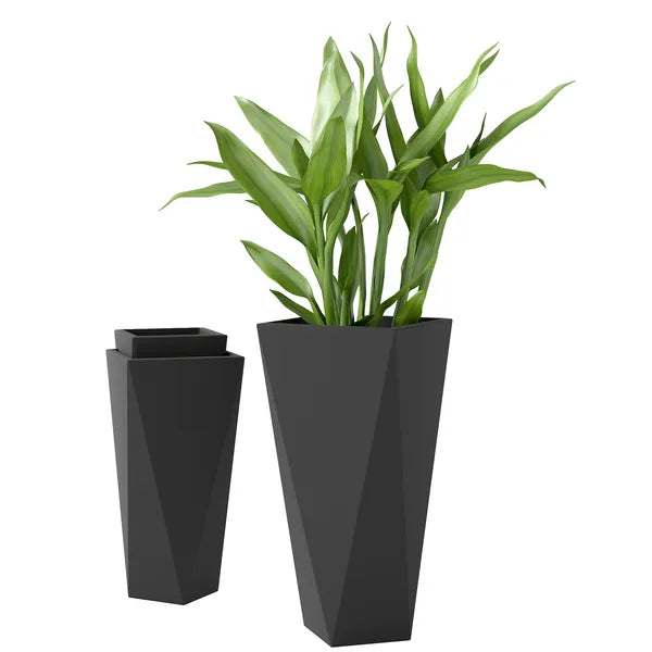 Indoor Outdoor Planters Set of 3 MgO Tall Planters Stackable Flower Pots with Drainage Holes for Garden Balcony Black - product image 11
