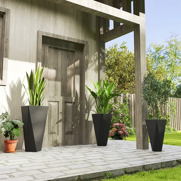 Indoor Outdoor Planters Set of 3 MgO Tall Planters Stackable Flower Pots with Drainage Holes for Garden Balcony Black - product image 10