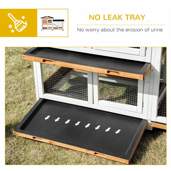 Indoor Rabbit Enclosure, Mobile 62" Wooden with Wheels Yellow Slide-Out Tray and Ramp Pet Cage - product image 7