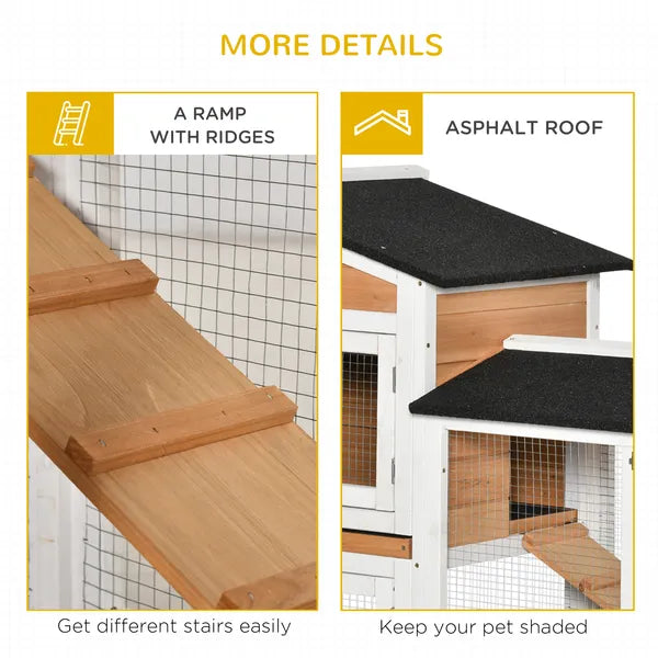 Indoor Rabbit Enclosure, Mobile 62" Wooden with Wheels Yellow Slide-Out Tray and Ramp Pet Cage - product image 8
