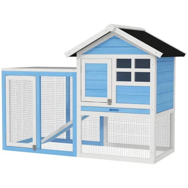 Indoor Rabbit Enclosure, Outdoor Hutch 48 Inch Bunny Cage with Waterproof Roof Run Removable Tray Ramp Light Blue - product image 11