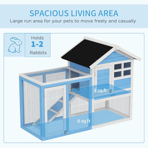 Indoor Rabbit Enclosure, Outdoor Hutch 48 Inch Bunny Cage with Waterproof Roof Run Removable Tray Ramp Light Blue - product image 4