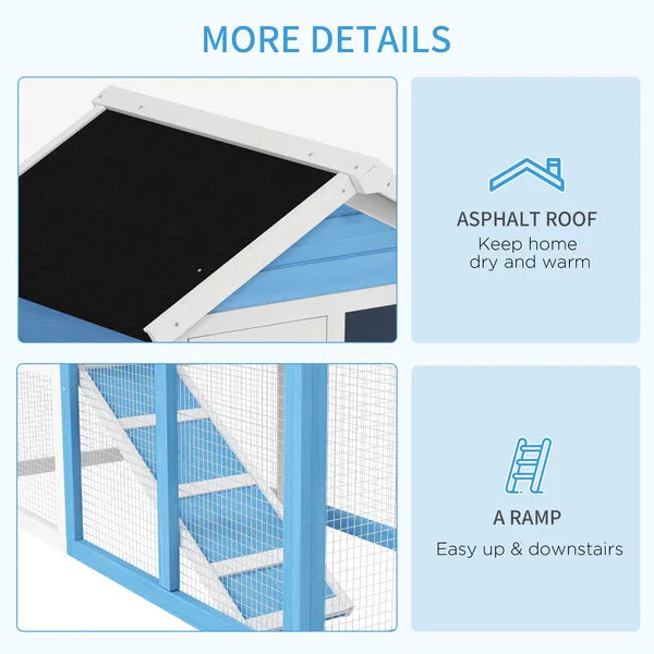 Indoor Rabbit Enclosure, Outdoor Hutch 48 Inch Bunny Cage with Waterproof Roof Run Removable Tray Ramp Light Blue - product image 7