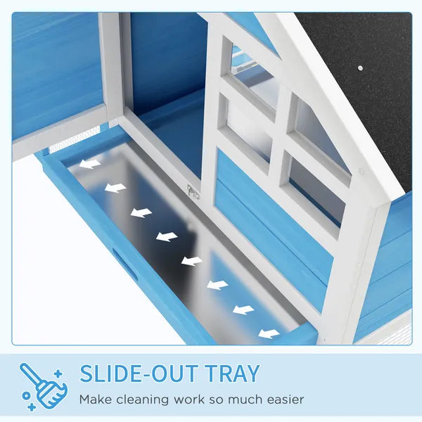 Indoor Rabbit Enclosure, Outdoor Hutch 48 Inch Bunny Cage with Waterproof Roof Run Removable Tray Ramp Light Blue - product image 6