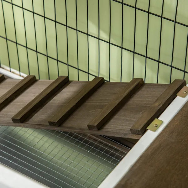 Indoor Rabbit Hutch Wooden Guinea Pig Cage with Tray Lockable Doors Coffee - product image 9