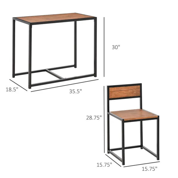 HOMCOM Industrial Dining Table Set for 2 Compact Kitchen Table and Chairs Rustic Brown for Small Spaces - product image 3