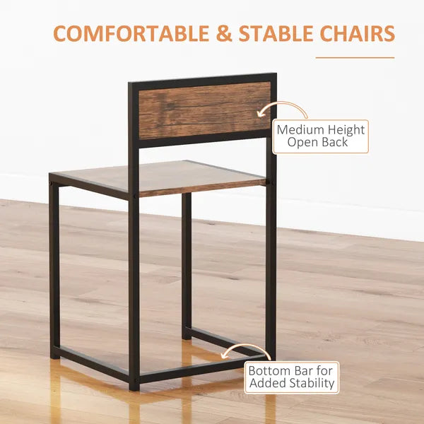 HOMCOM Industrial Dining Table Set for 2 Compact Kitchen Table and Chairs Rustic Brown for Small Spaces - product image 7