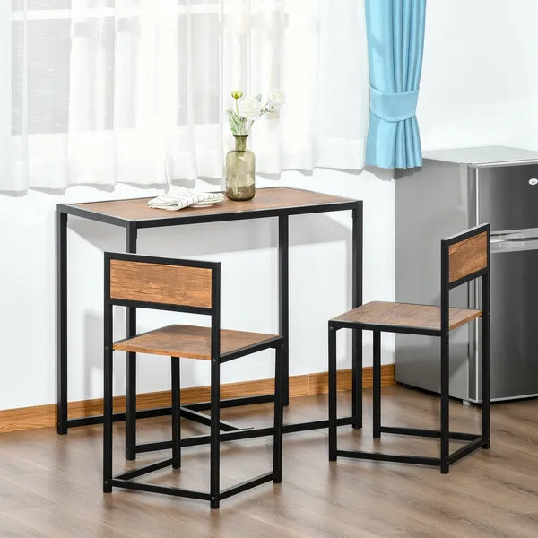 HOMCOM Industrial Dining Table Set for 2 Compact Kitchen Table and Chairs Rustic Brown for Small Spaces - product image 11