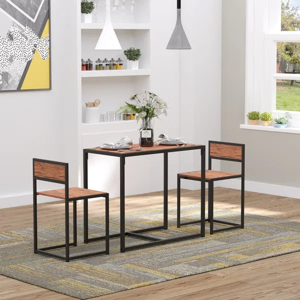 HOMCOM Industrial Dining Table Set for 2 Compact Kitchen Table and Chairs Rustic Brown for Small Spaces - product image 9