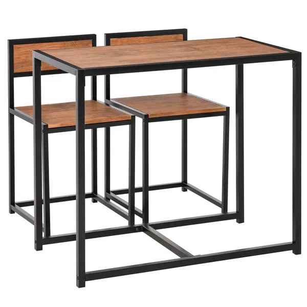 HOMCOM Industrial Dining Table Set for 2 Compact Kitchen Table and Chairs Rustic Brown for Small Spaces - product image 12