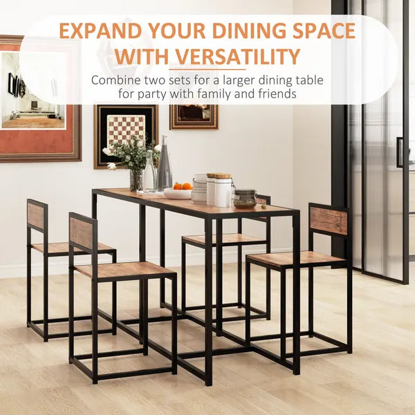 HOMCOM Industrial Dining Table Set for 2 Compact Kitchen Table and Chairs Rustic Brown for Small Spaces - product image 8