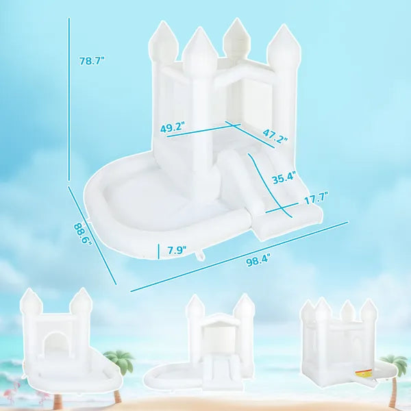 Inflatable Bounce House, 3-in-1 White Castle Bouncy House with Slide, Ball Pit and 370W Blower for Kids Ages 3-8, White - product image 2