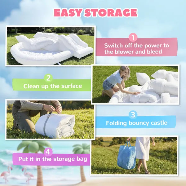 Inflatable Bounce House, 3-in-1 White Castle Bouncy House with Slide, Ball Pit and 370W Blower for Kids Ages 3-8, White - product image 6