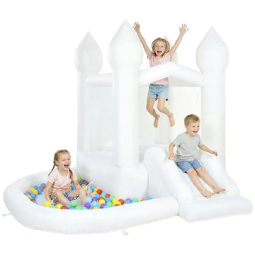 Inflatable Bounce House, 3-in-1 White Castle Bouncy House with Slide, Ball Pit and 370W Blower for Kids Ages 3-8, White - product image 1