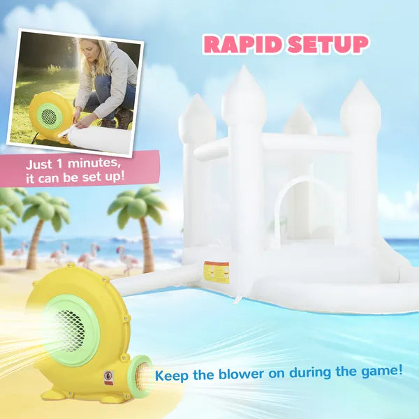 Inflatable Bounce House, 3-in-1 White Castle Bouncy House with Slide, Ball Pit and 370W Blower for Kids Ages 3-8, White - product image 5