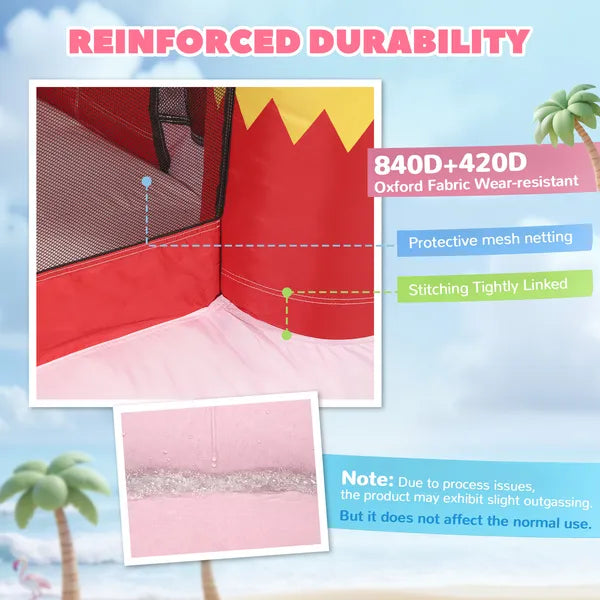 Qaba Inflatable Bounce House with Ball Pool, Basketball Hoop, Jumping Bouncy Castle with Blower for Indoor Outdoor, Pink - product image 5