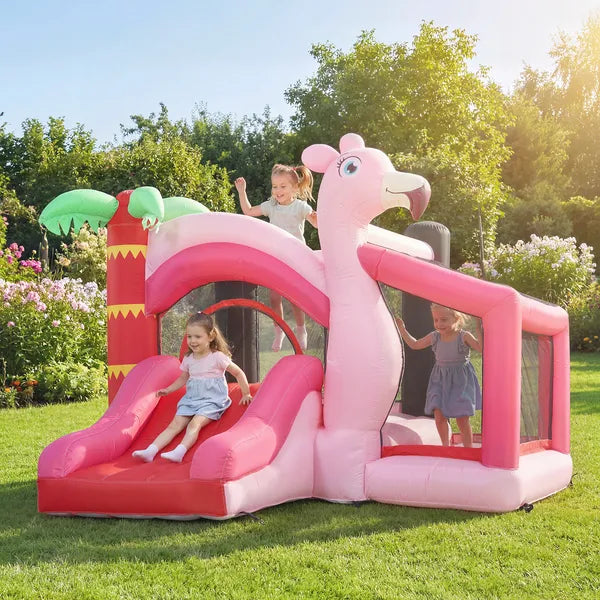 Qaba Inflatable Bounce House with Ball Pool, Basketball Hoop, Jumping Bouncy Castle with Blower for Indoor Outdoor, Pink - product image 10