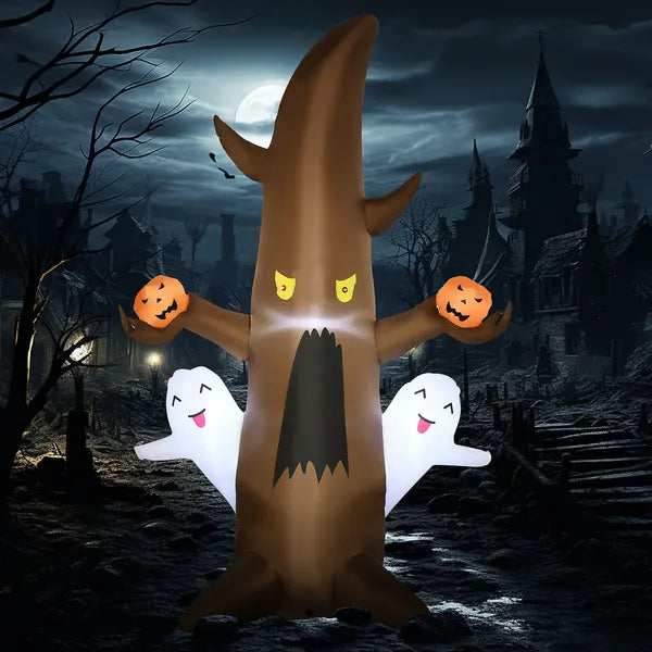 Inflatable Halloween Ghost Tree Smiling Ghost Pumpkins 5ft LED Outdoor Decor Lawn Garden Party - product image 2