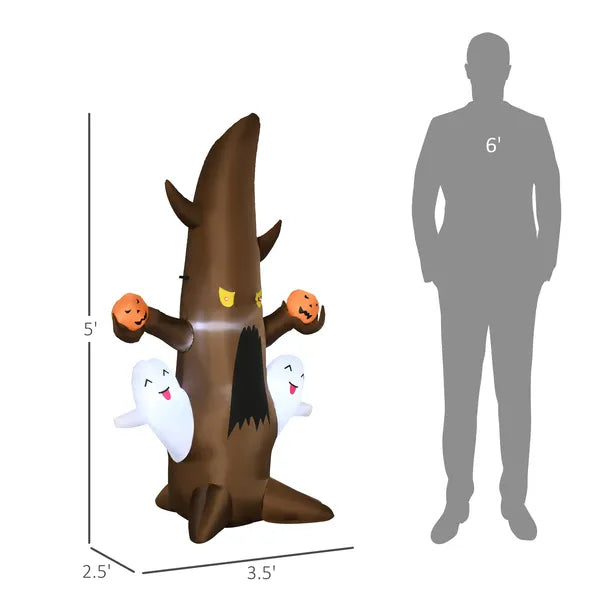 Inflatable Halloween Ghost Tree Smiling Ghost Pumpkins 5ft LED Outdoor Decor Lawn Garden Party - product image 3