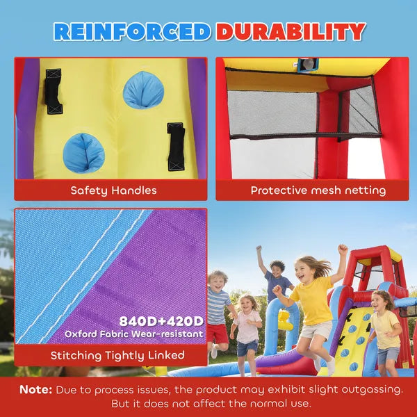 Qaba Inflatable Water Slide 6-in-1 with 480W Blower, Bounce House with Climbing Wall, Splashing Pool, Basketball Hoop - product image 4